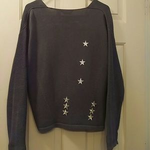 Amore Gray Cotton Cardigan Sweater with Star details on back